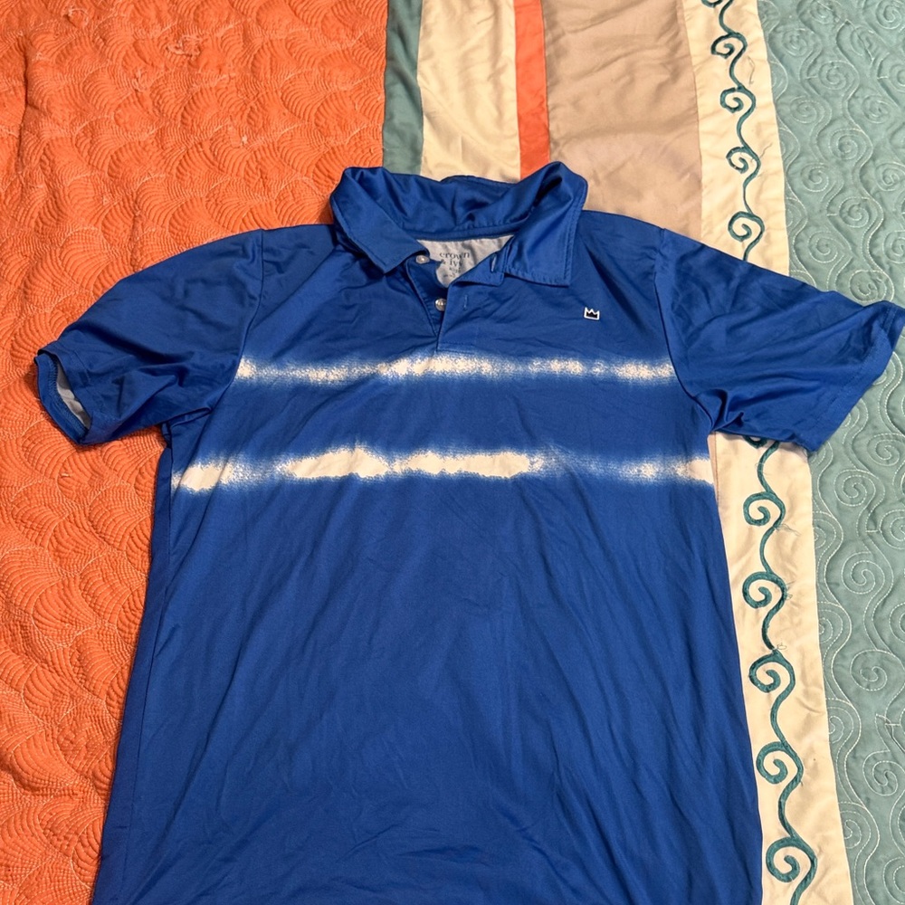 Crown & Ivy Blue Polo with White Stripes